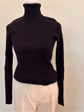 Tristan Ribbed Turtleneck Sweater Long Sleeve Navy Preppy Y2K 90s Nautical